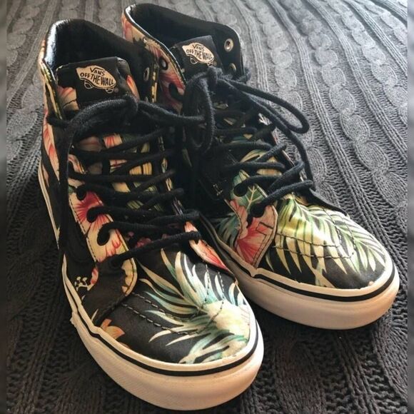 Vans Sk8-Hi Hawaiian Floral Print Shoes Hightops size 9 - Picture 3 of 8